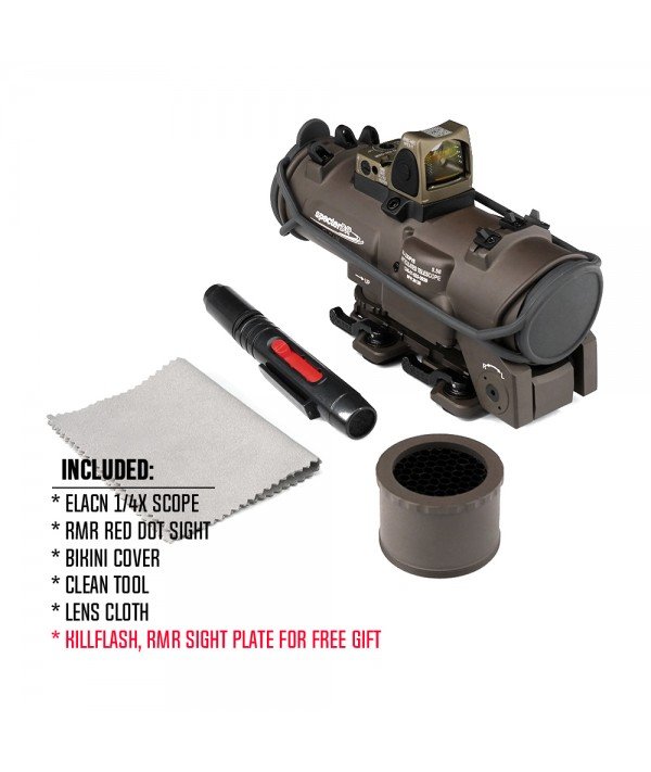 SOTAC Elcan 1-4 Dual Role Riflescope with RMR Red Dot Sight FDE Combo