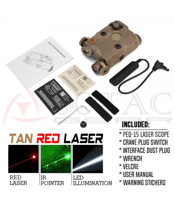 SOTAC PEQ-15 IR Laser Sight & VIS Red Laser & LED White Light TAN