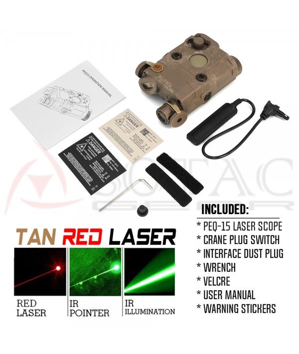 SOTAC PEQ-15 IR Laser Sight & VIS Red Laser & IR Illumination TAN