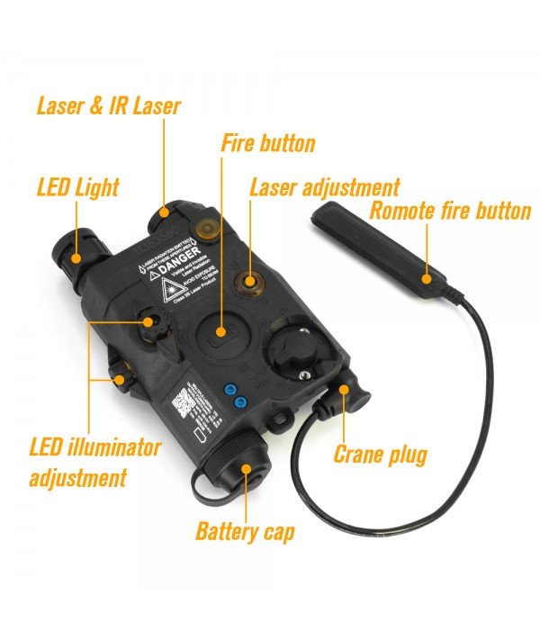 SOTAC LA-5C IR Laser Sight & VIS Red Laser & LED White Light Black