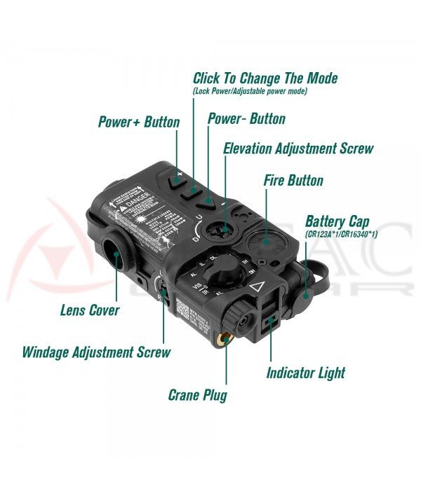 SOTAC RAID-X IR Laser Sight & VIS Green Laser Point Black