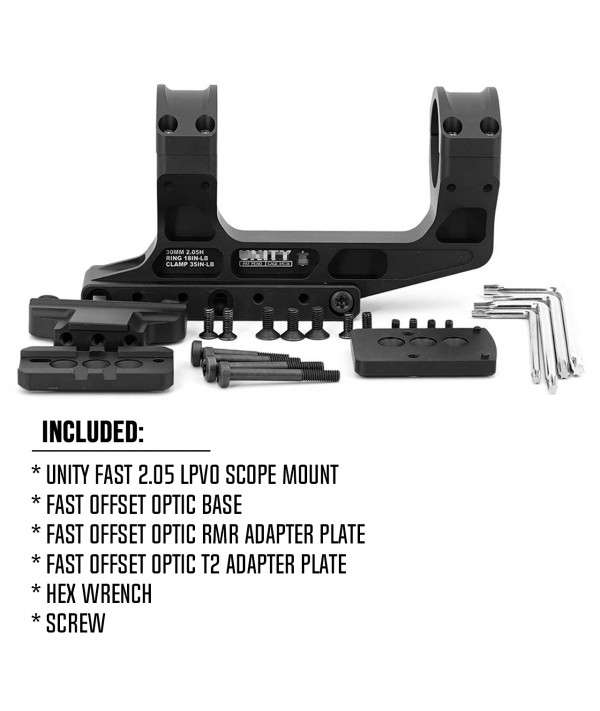 SOTAC Tactical Fast 2.05" LPVO Scope Mount 30mm Tube With T2&RMR Red Dot Sight Offset Optic Adapter Plate