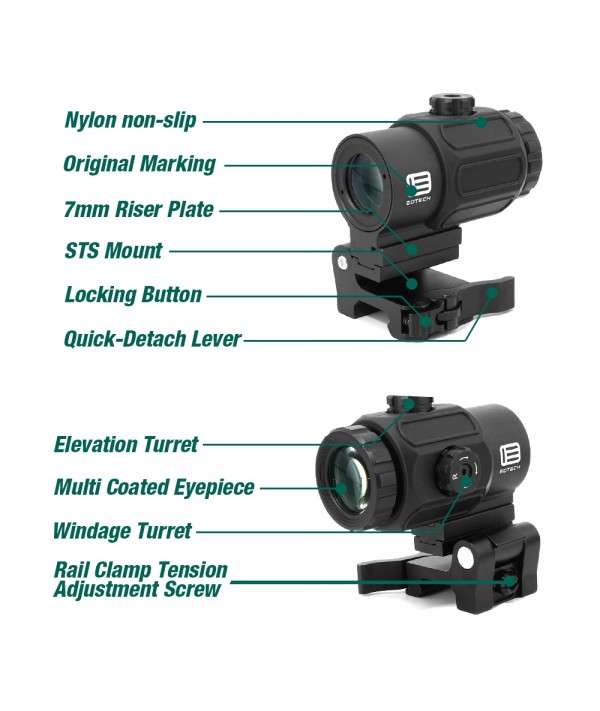 SOTAC G43 Tactical 3X Optics Magnifier Black w/Switch To Side (STS) QD Mount